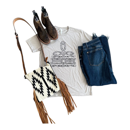 Silver Tooled Boot Stitch T-Shirt