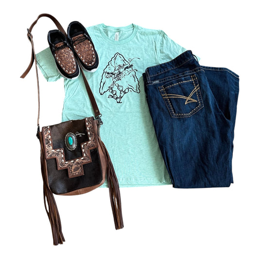 Heather Mint Arrowhead Cowgirl T-Shirt