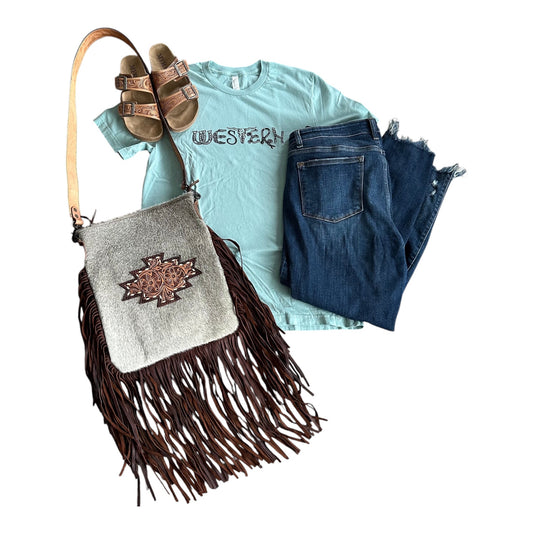 Dusty Blue Western T-Shirt