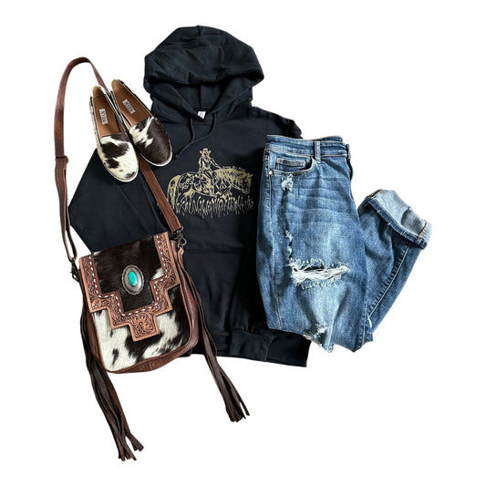 Black & Gold Foil Canadian Cowgirl Hoodie