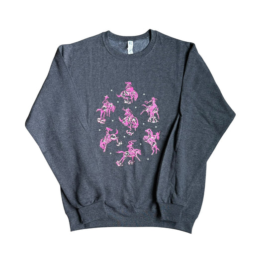 Cowgirl Broncs Heather Charcoal Crewneck