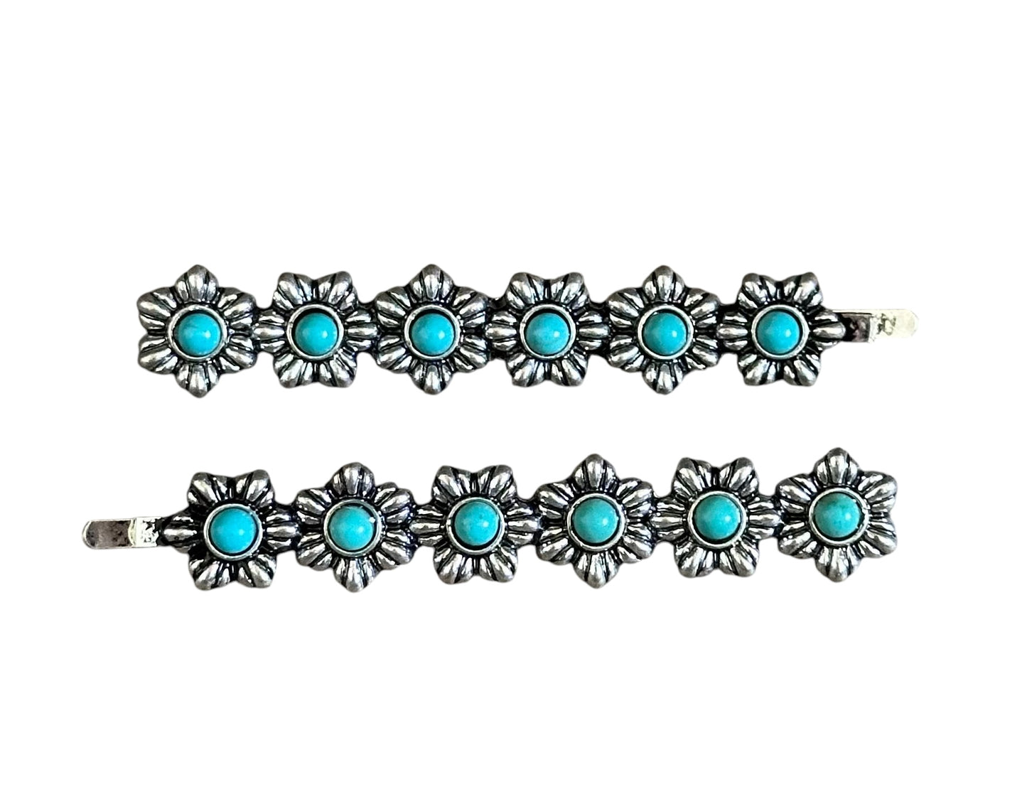 Turquoise Flower 2 Pack Hair Pins