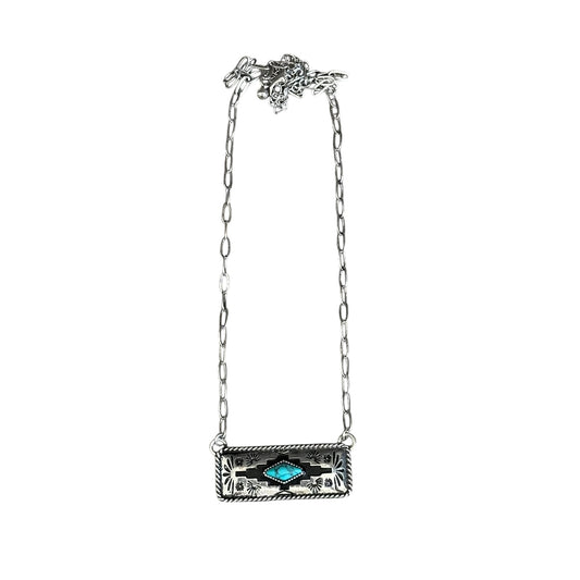 Turquoise Aztec Bar Necklace