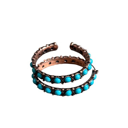 Copper Turquoise Hoop Earrings