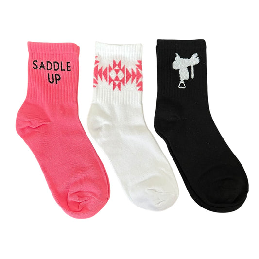 Pink Saddle Up Socks