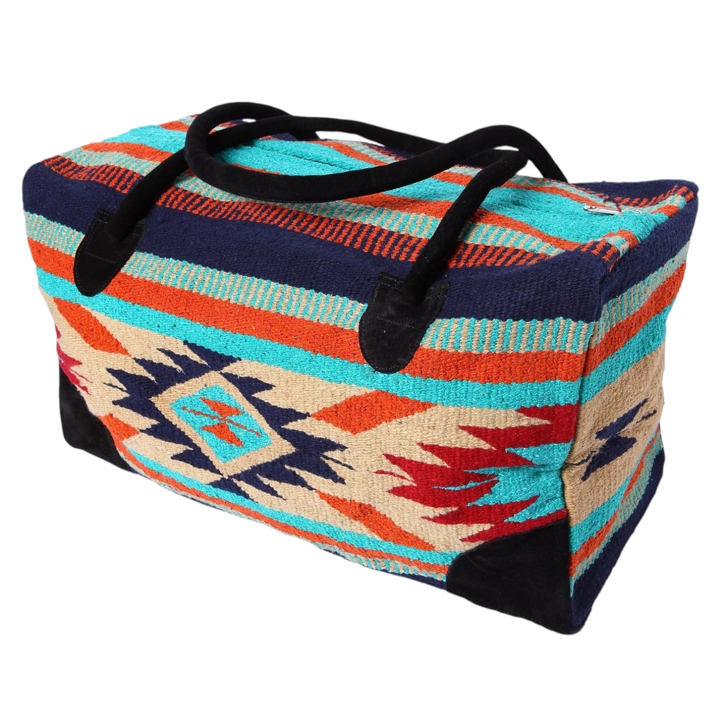 Turquoise & Navy Aztec Travel Bag