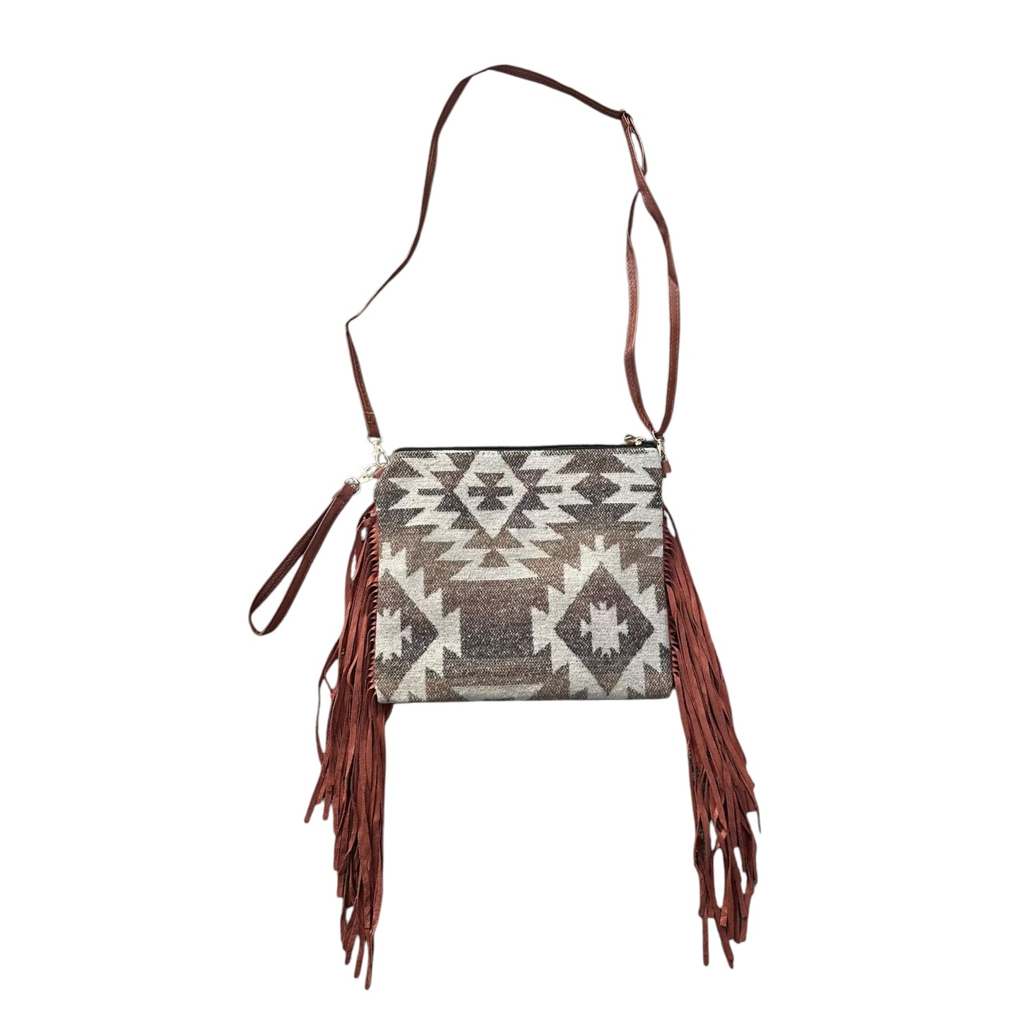 Brown Aztec Clutch Crossbody Purse