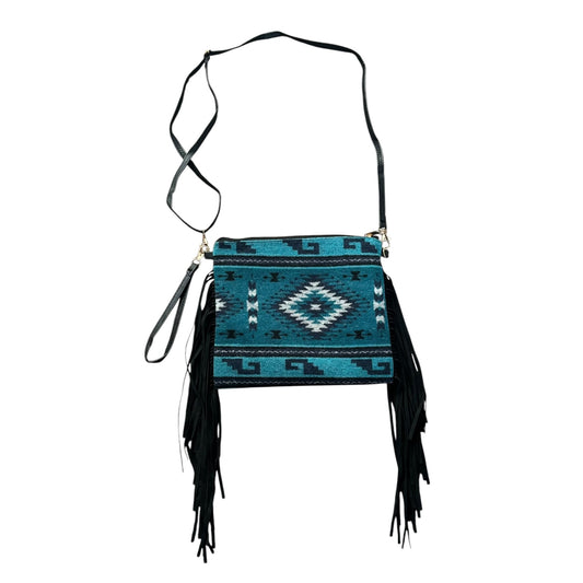 Teal Aztec Clutch Crossbody Purse