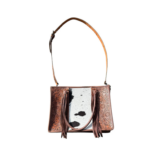 Tooled Cowhide Large Tote Bag