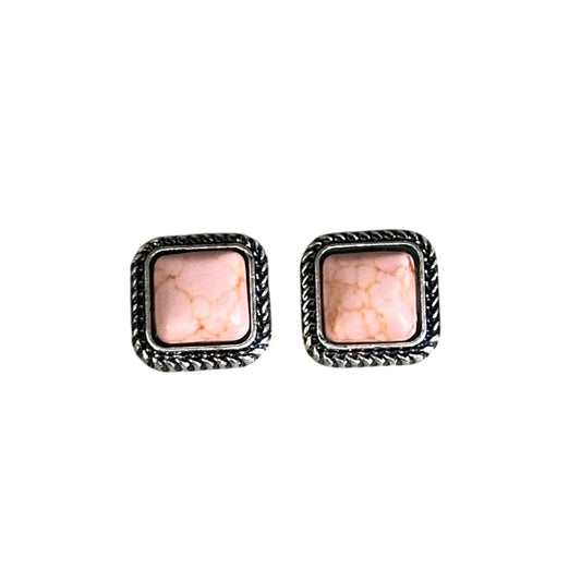Pink Square Earrings