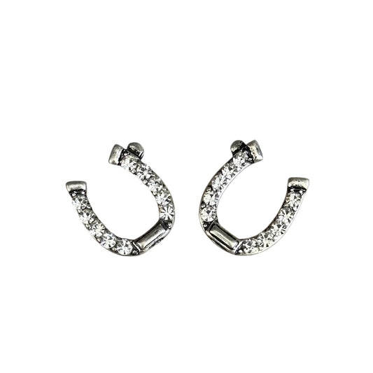 Silver Crystal Horseshoe Earrings