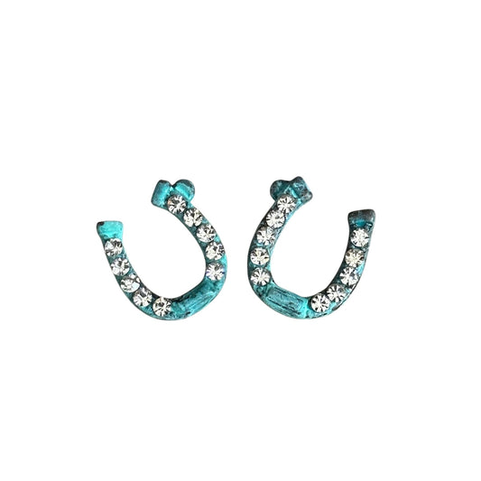Patina Crystal Horseshoe Earrings