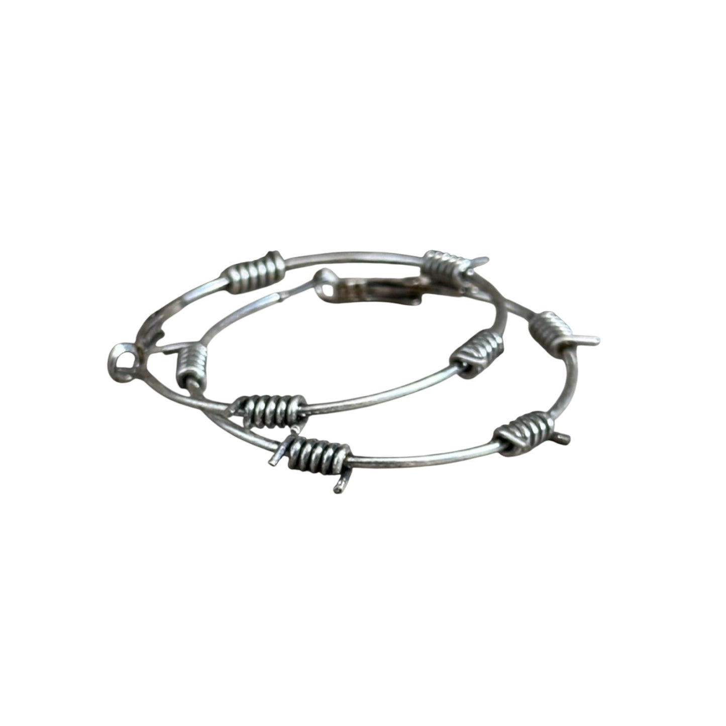 Silver Barbwire Hoop Earrings