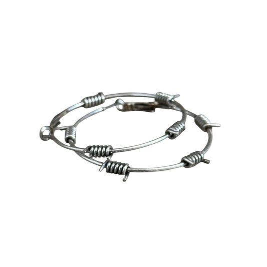 Silver Barbwire Hoop Earrings
