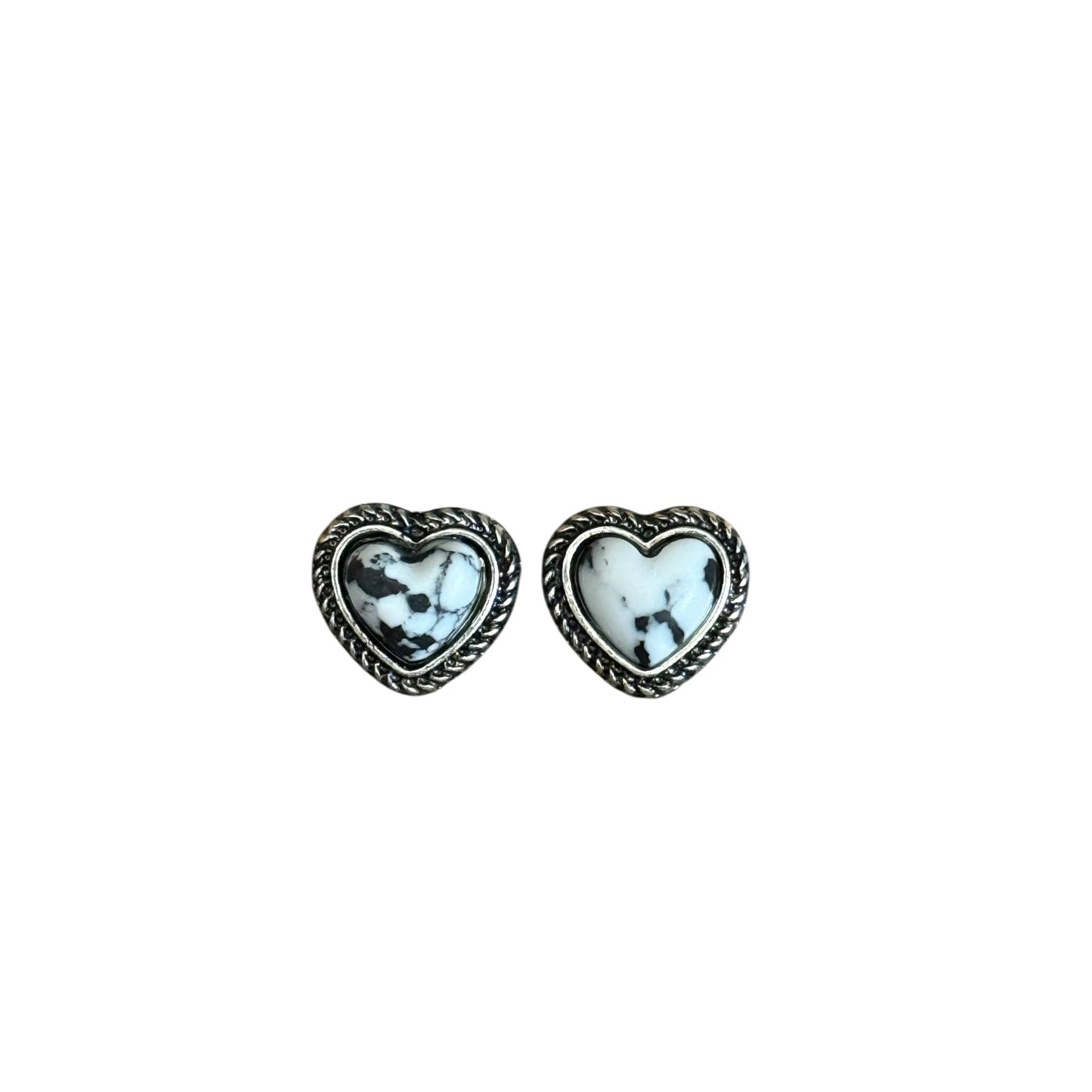 White Buffalo Heart Earrings