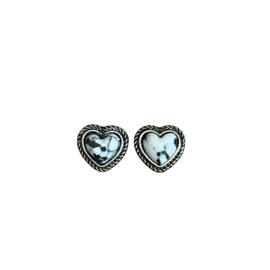 White Buffalo Heart Earrings