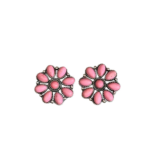 Pink Cluster Earrings