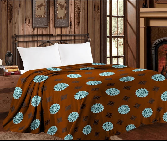 Turquoise Cluster Queen Throw Blanket