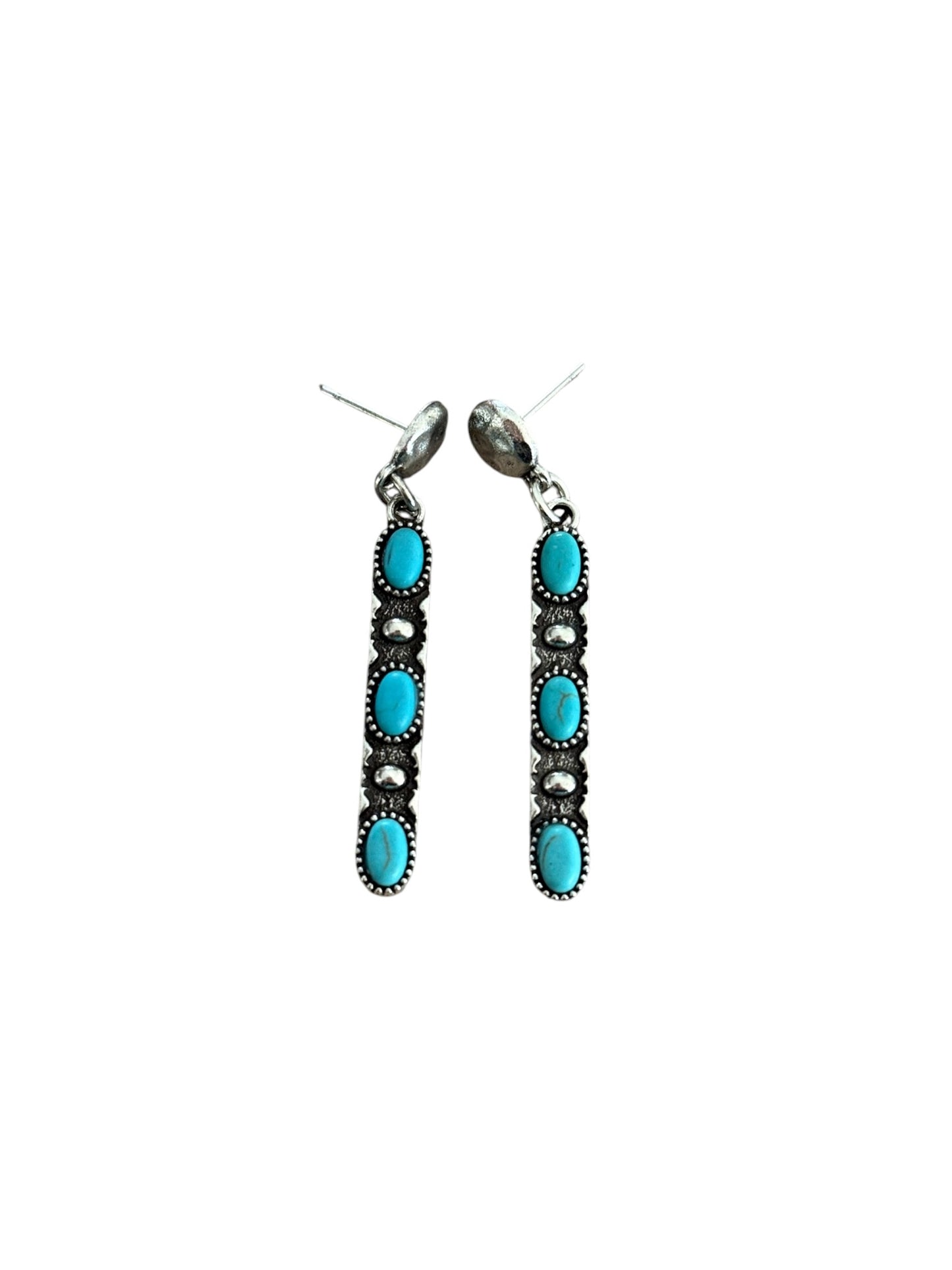 Silver Turquoise Bar Earrings