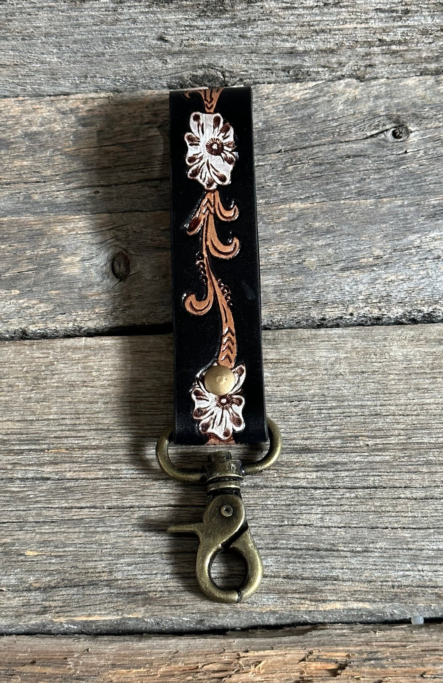 Black Floral Keychain