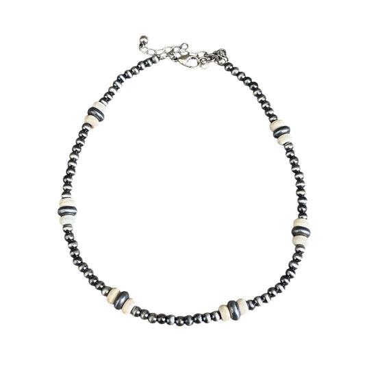 Gunmetal & Natural Navajo Pearl Choker
