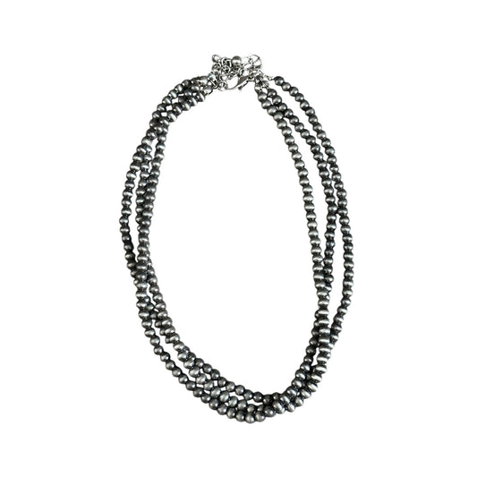 Gunmetal Navajo Pearl Triple Choker