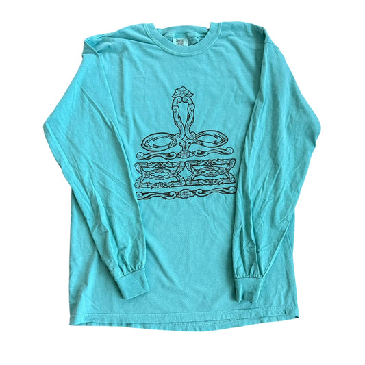 Turquoise & Chocolate Tooled Boot Stitch Long Sleeve