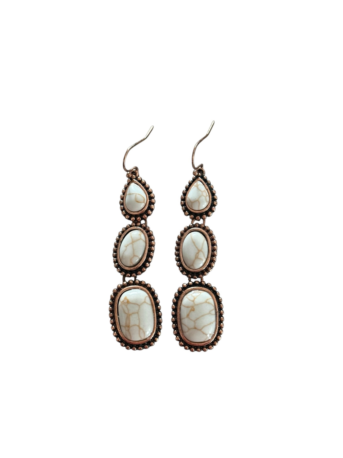 Copper Triple Stone Earrings