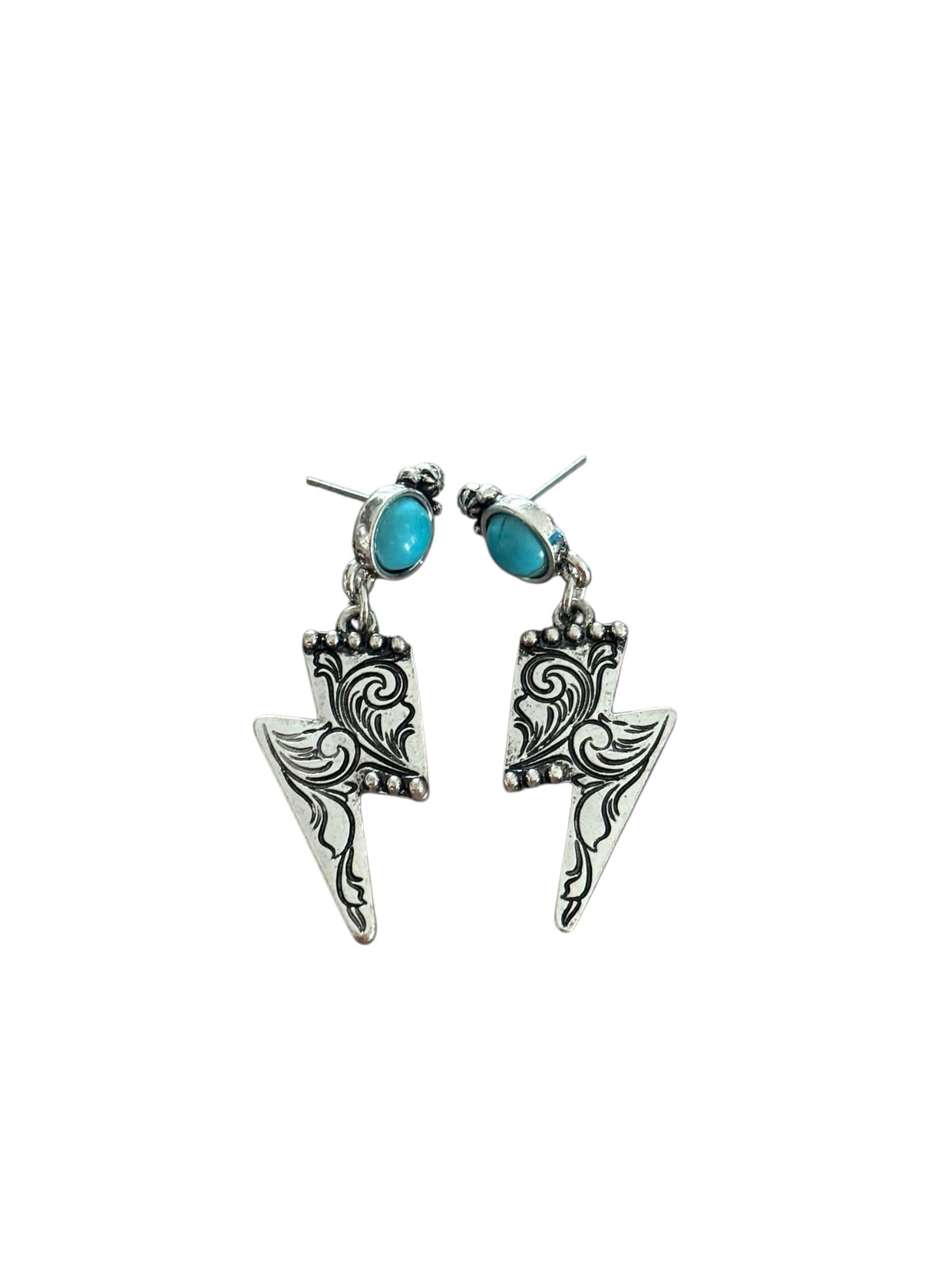 Turquoise Tooled Bolt Earrings