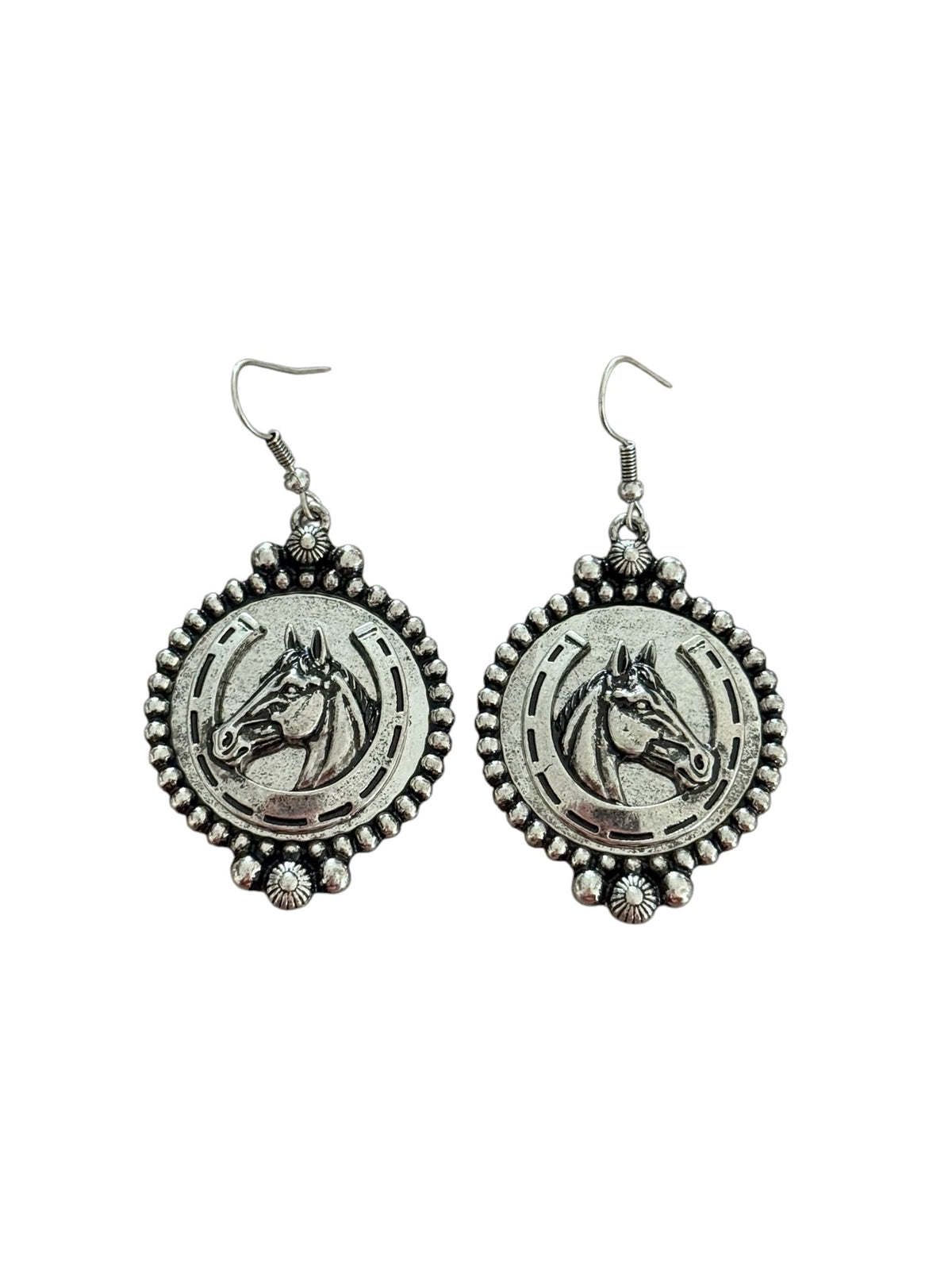 Silver Horse Horseshoe Earrings