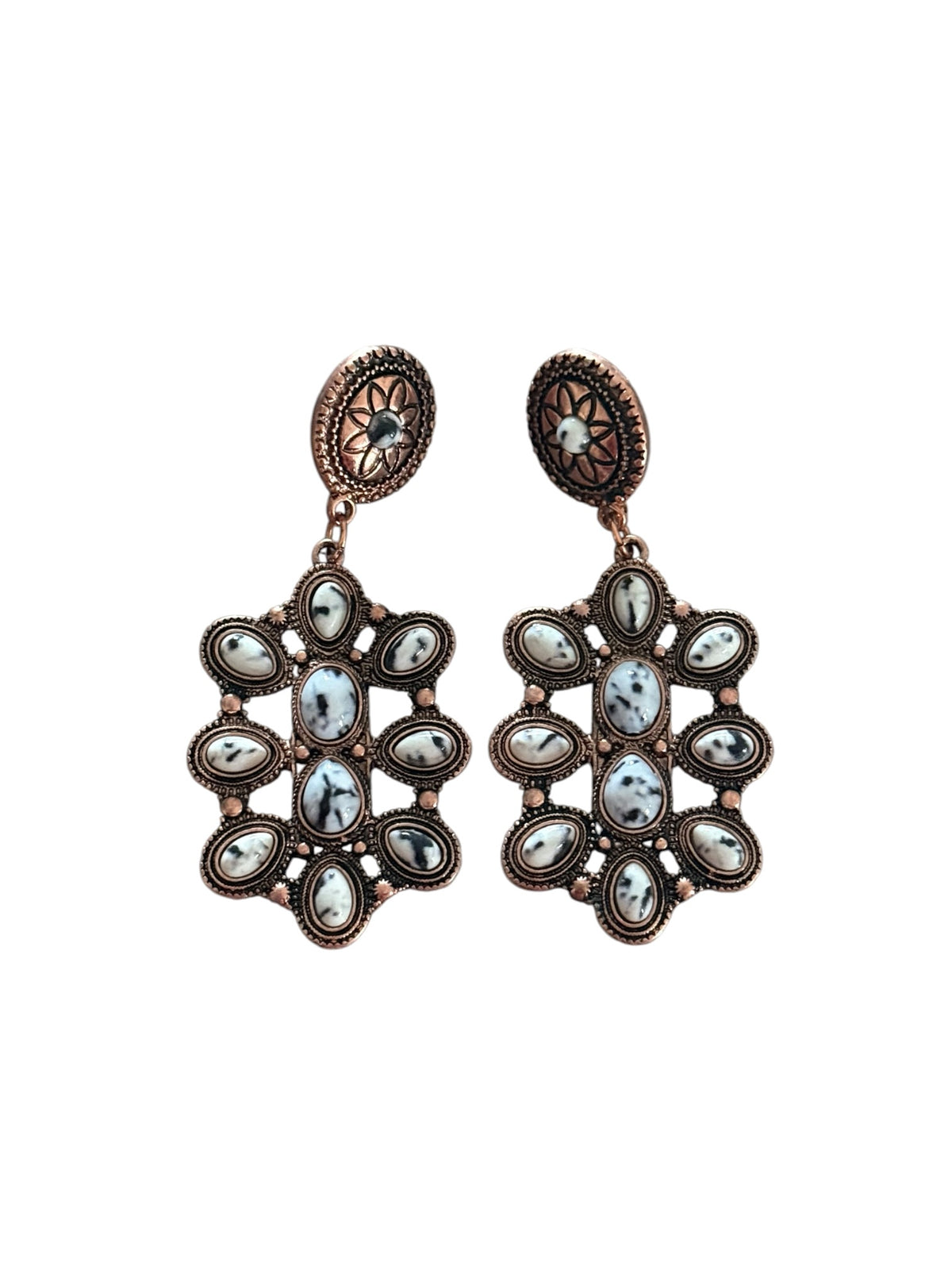Copper White Buffalo Cluster Earrings