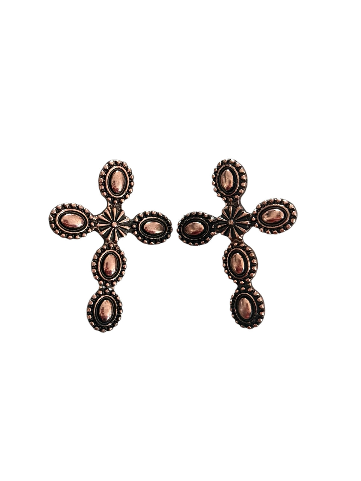Copper Bubble Cross Earrings