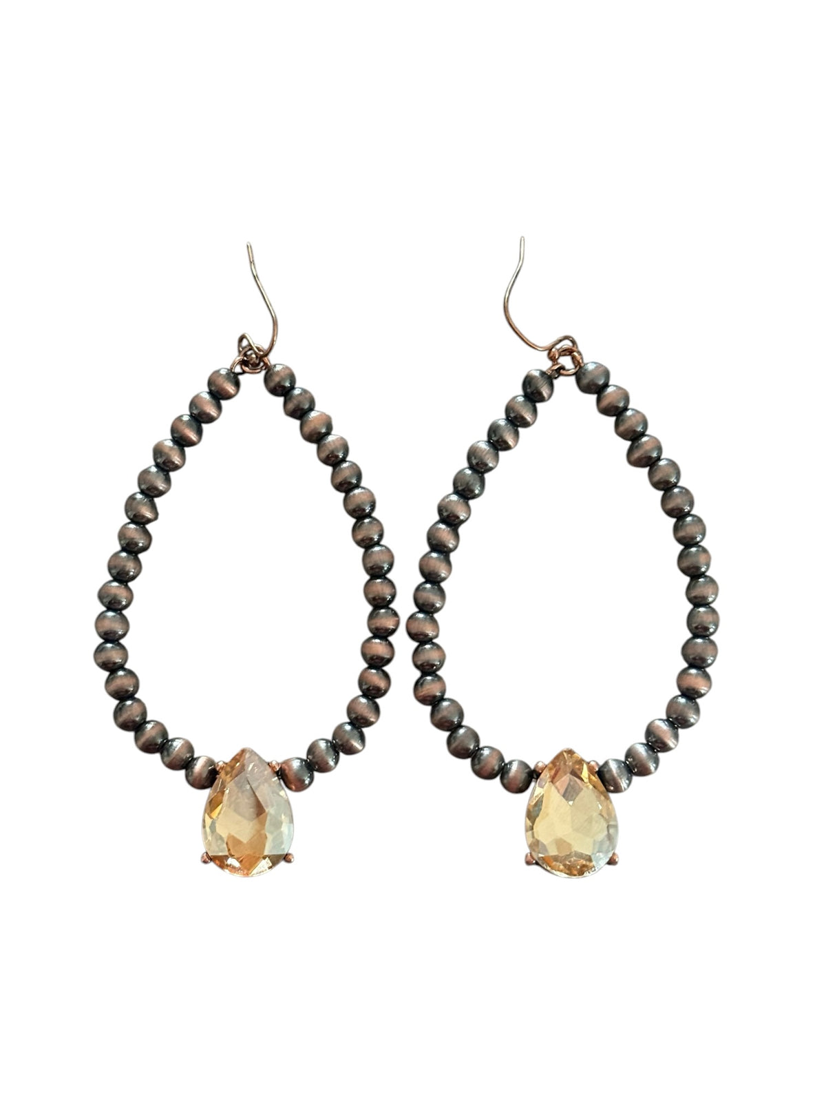 Copper Navajo Pearl Crystal Earrings