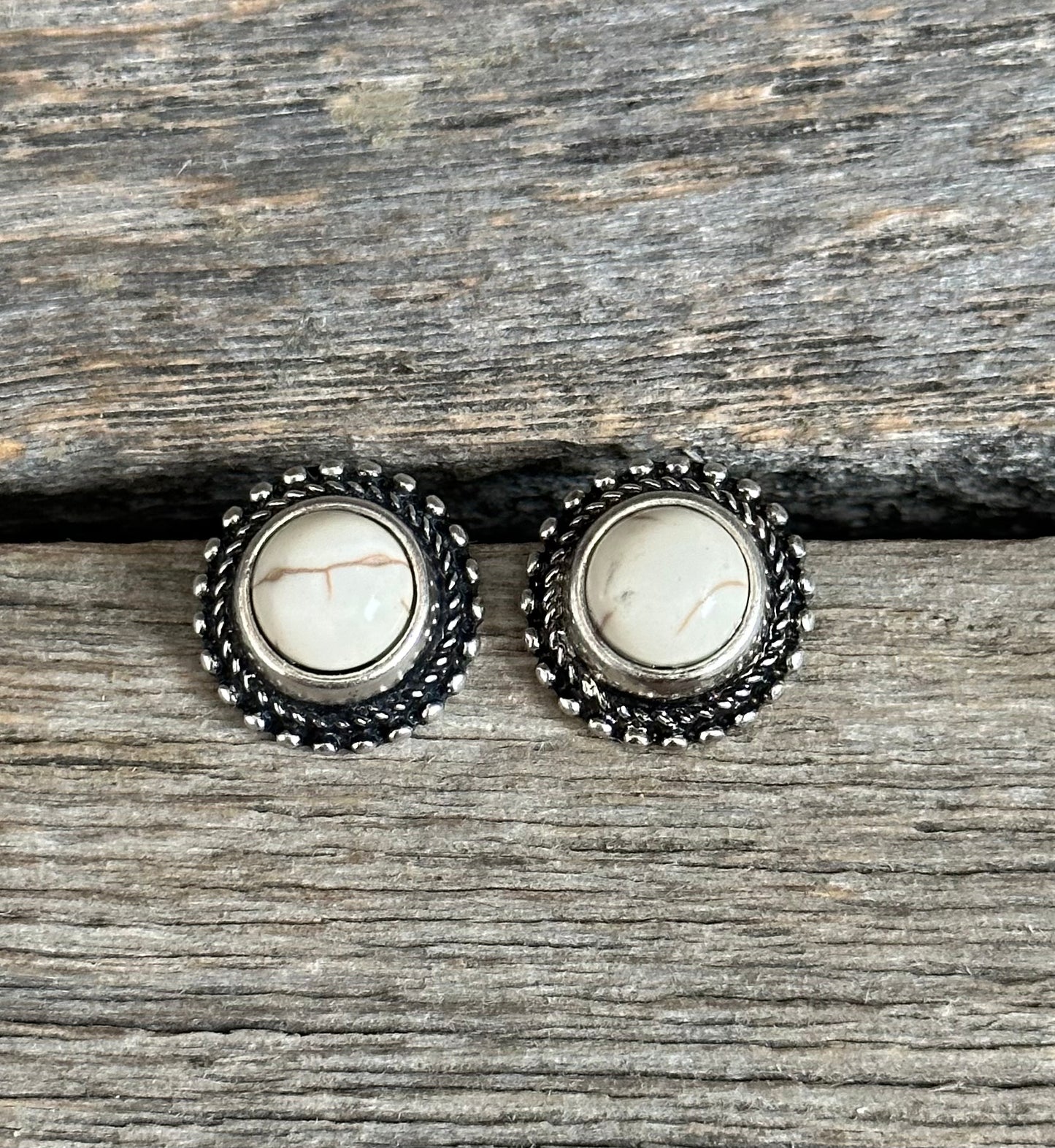 Natural Stone Round Earrings