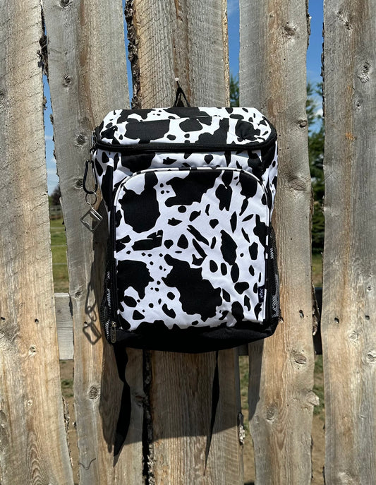 Black & White Cow Print Cooler Backpack