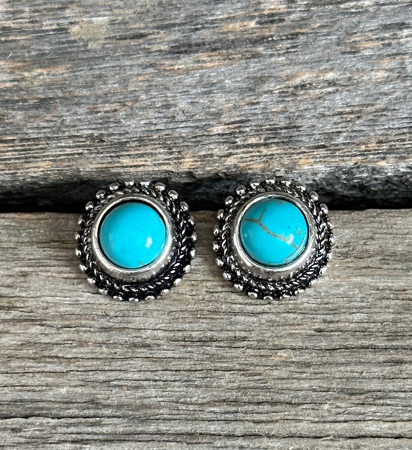 Turquoise Round Stone Earrings