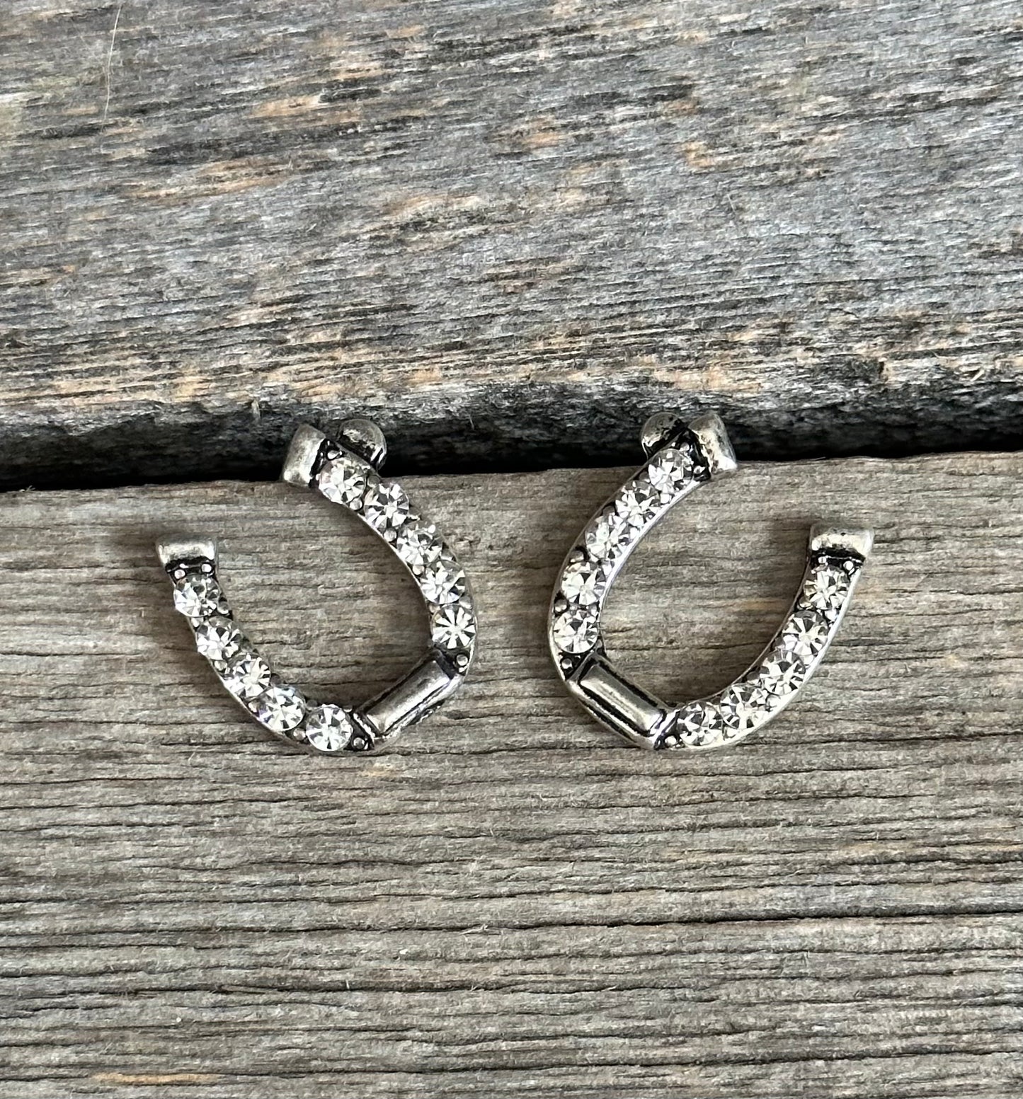 Silver Crystal Horseshoe Earrings