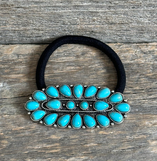 Turquoise Cluster Concho Hair Tie
