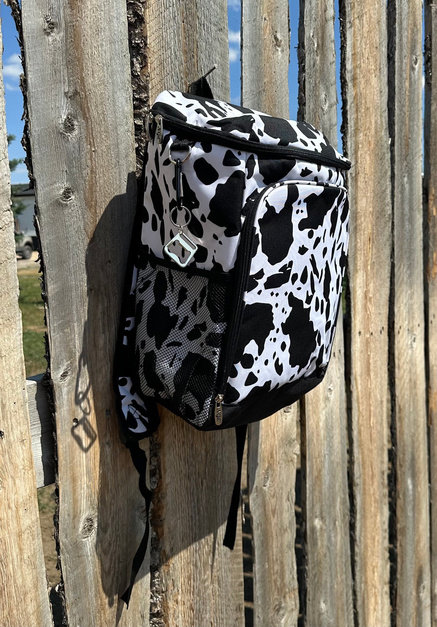 Black & White Cow Print Cooler Backpack