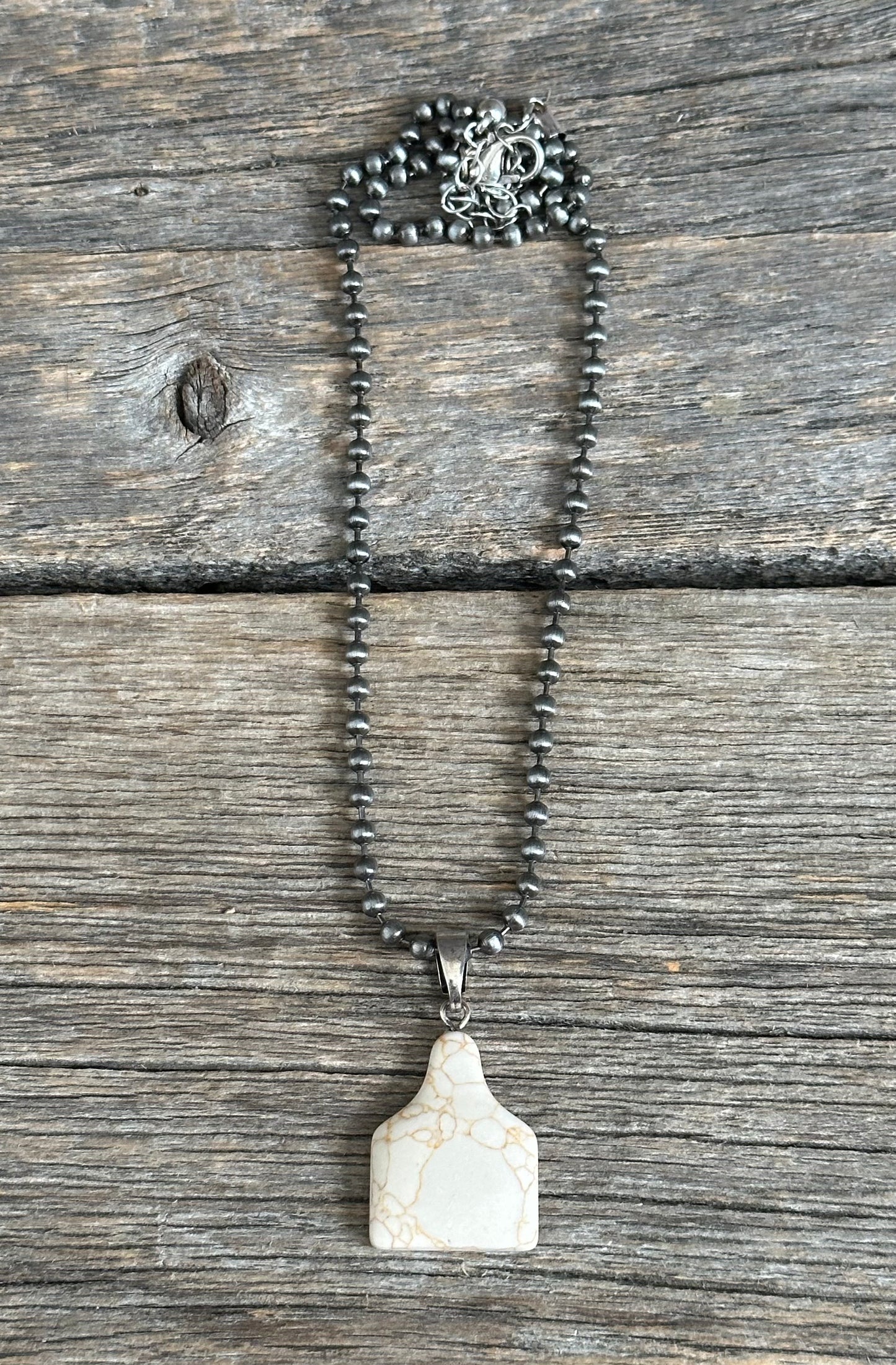Gunmetal Navajo Pearl Natural Tag Necklace
