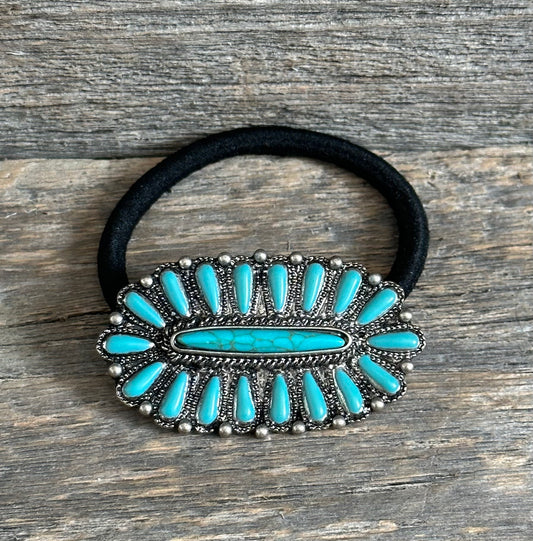 Turquoise Cluster Concho Hair Tie