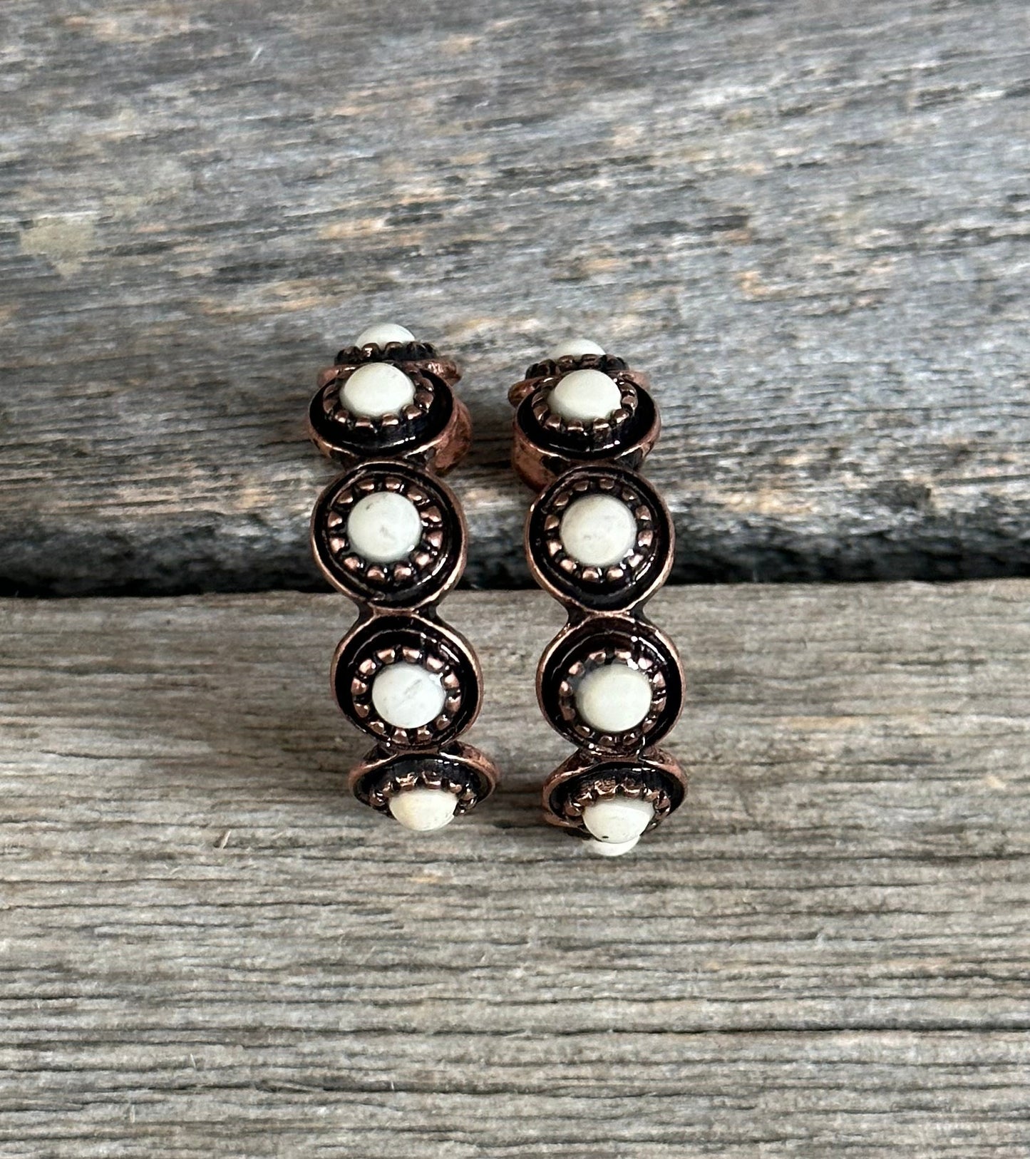 Copper Natural Stone Hoop Earrings