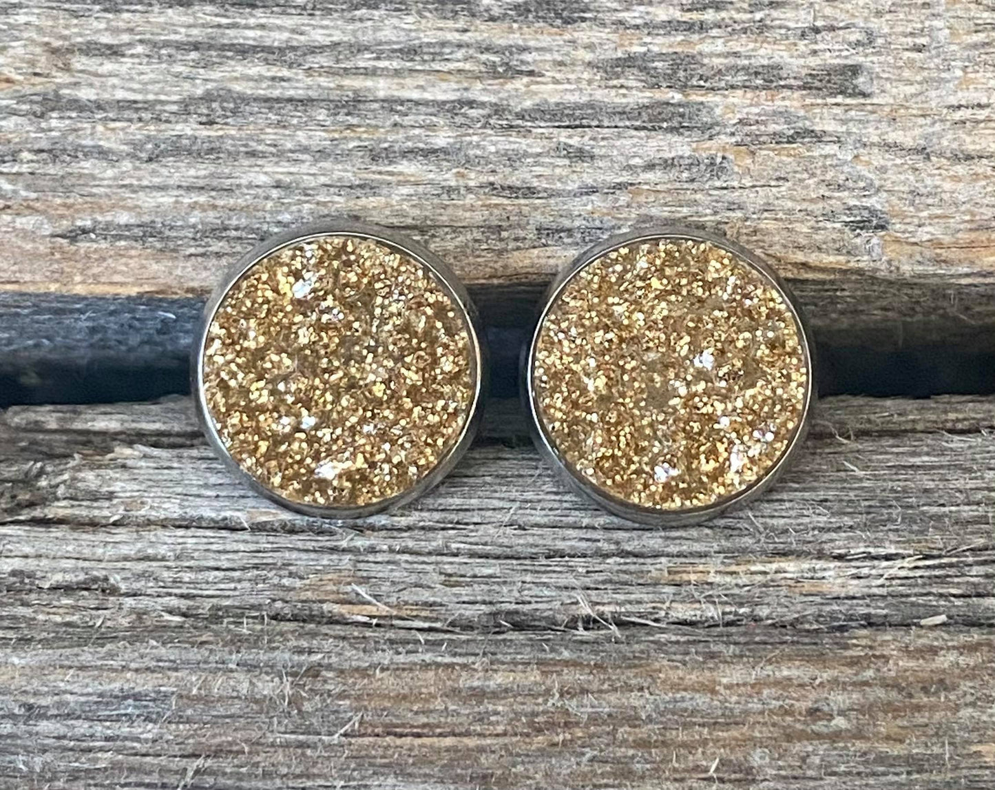 Gold Sparkle Druzy Studs