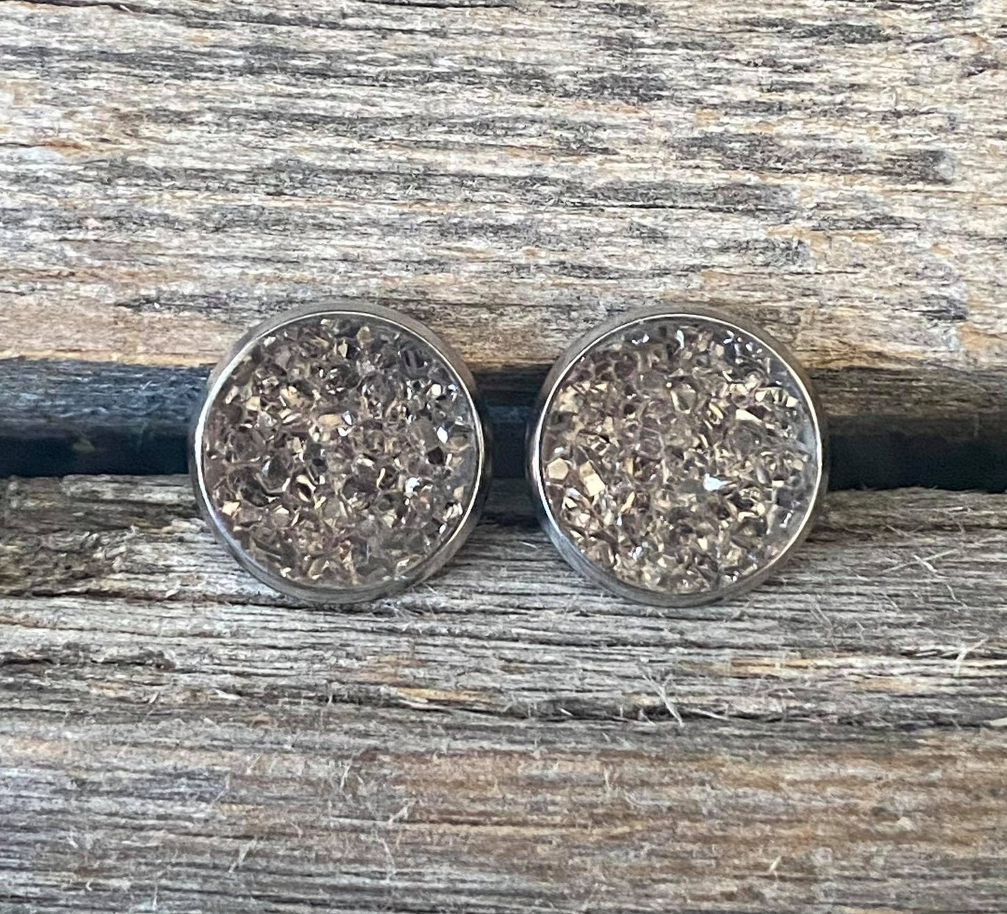 Grey Druzy Studs
