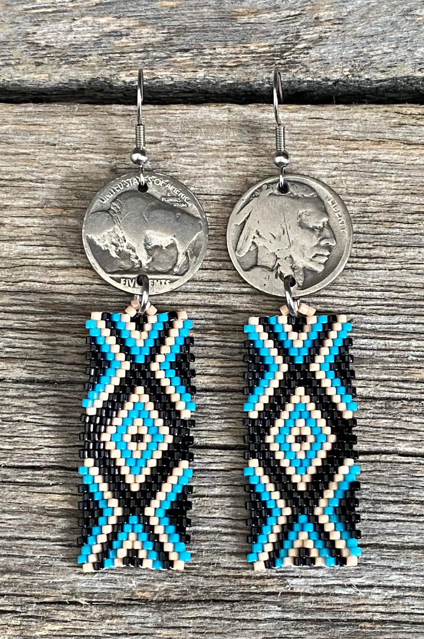 The Harlow Buffalo Coin Beaded Earrings (more colour options available)