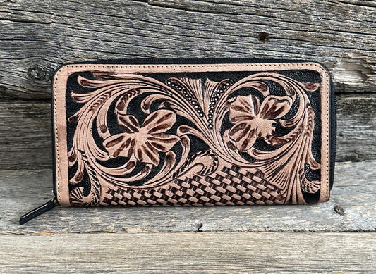 Floral Basket Weave Wallet