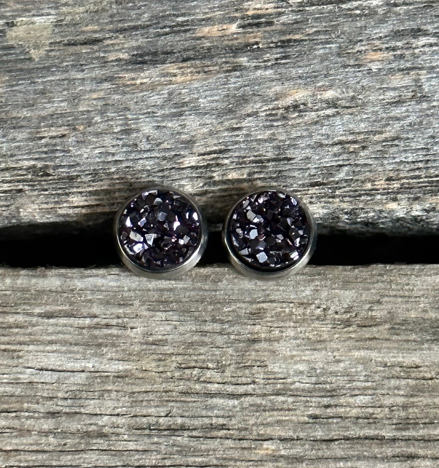 Metallic Purple Druzy Earrings
