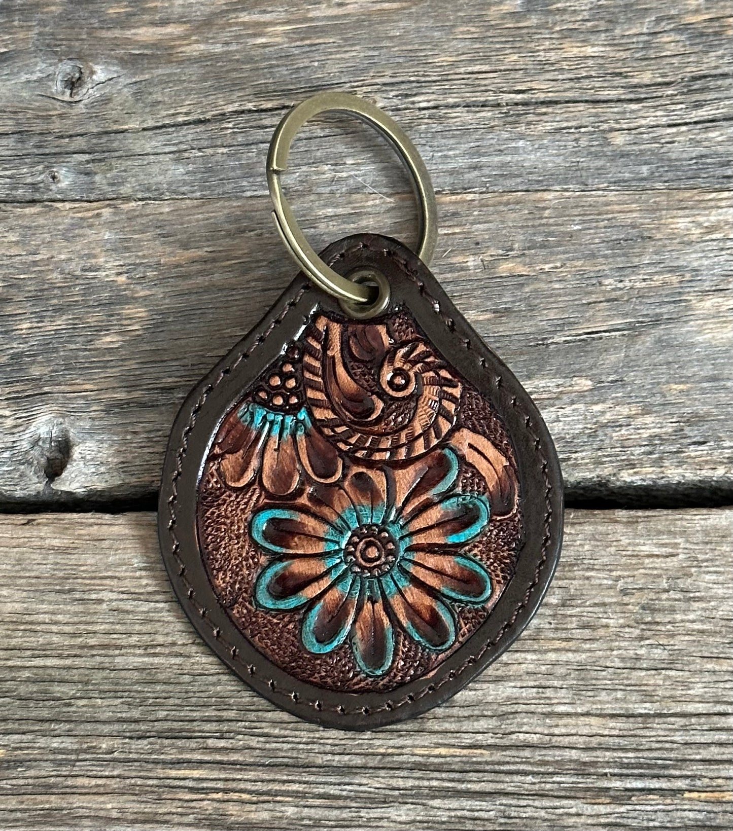 Turquoise Floral Keychain