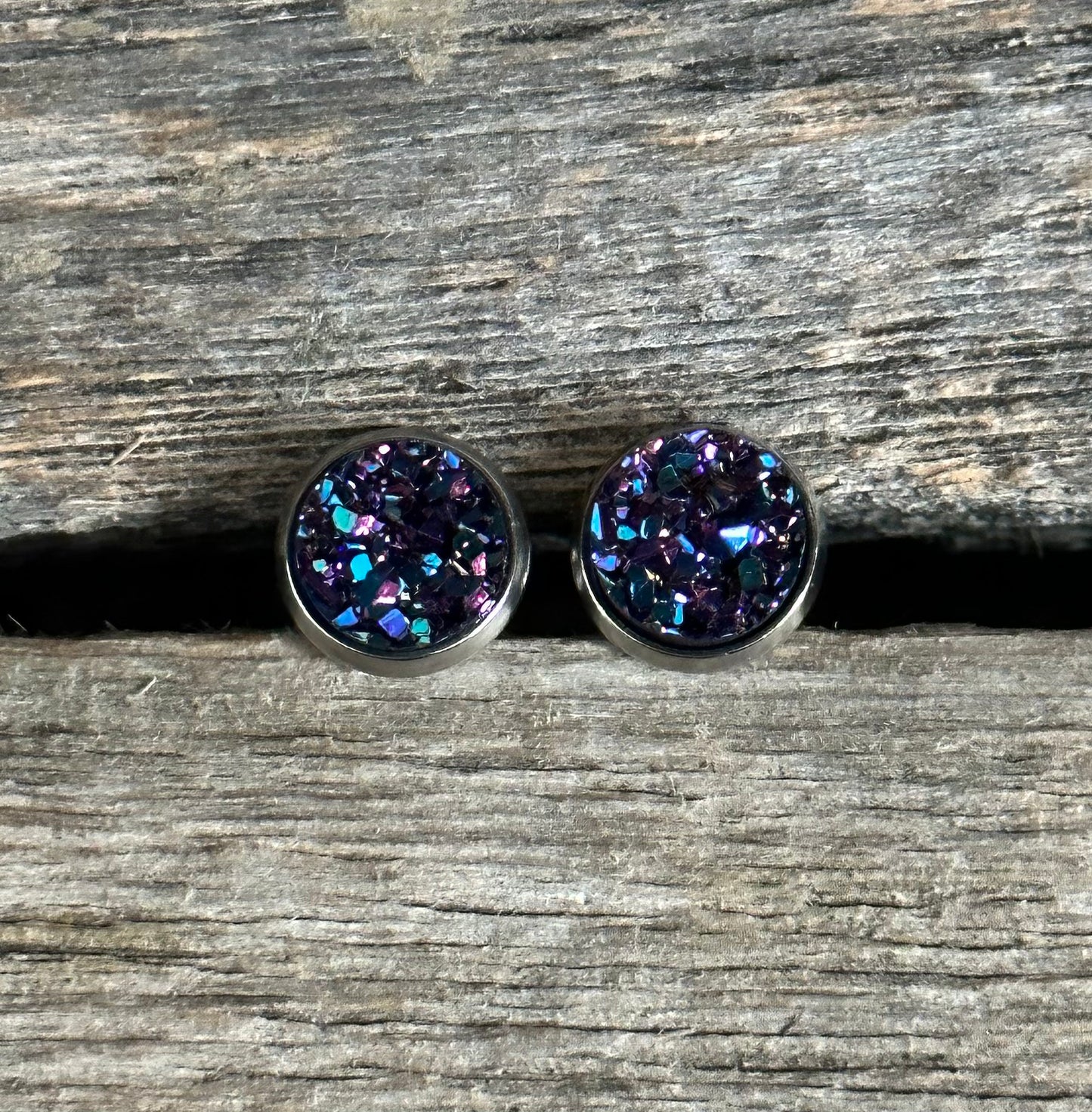 Blue & Purple Druzy Earrings
