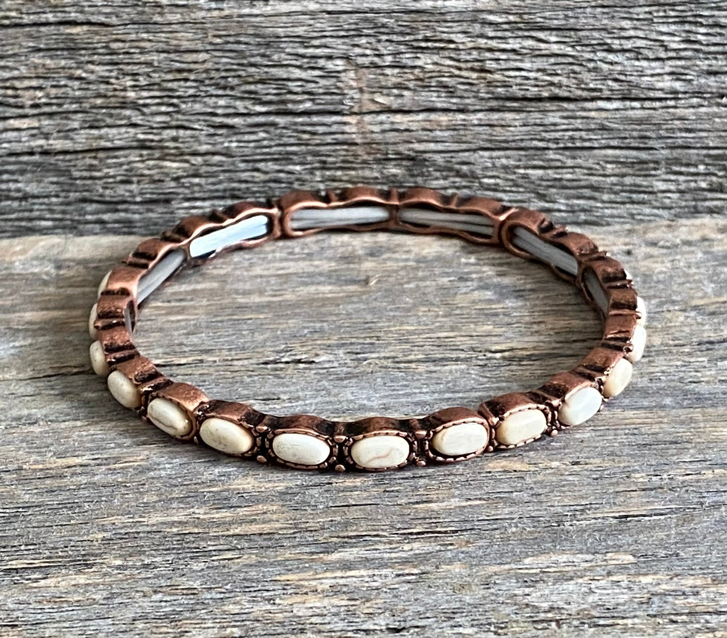 Oval Natural Stone Copper Bracelet